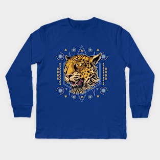 cheetah sacred geometry Kids Long Sleeve T-Shirt